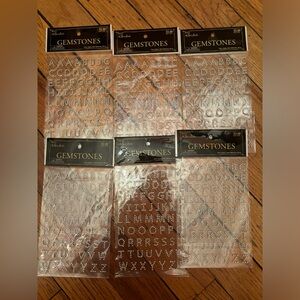 Set of 6 packs of gemstone bling letter stickers